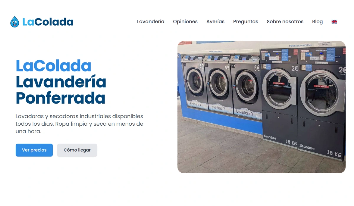 Diseño web para lavandería autoservicio