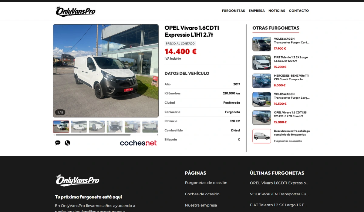 Integración con Coches.net en OnlyVansPro